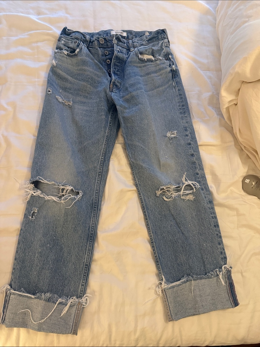 Moussy Light Blue Distressed Boyfriend Jeans